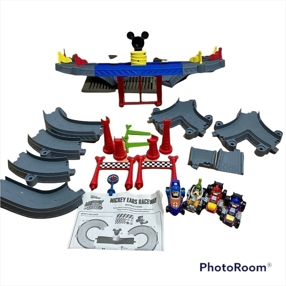 Mickey Ears Raceway W/ 3 Diecast Cars Goofy Mickey Mouse Donald Duck Play Set